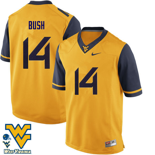 Men #14 Tevin Bush West Virginia Mountaineers College Football Jerseys-Gold